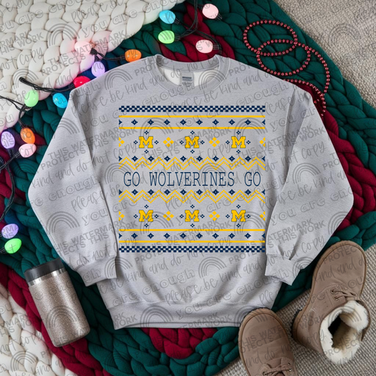 Michigan Wolverines Ugly Christmas Sweater PNG File