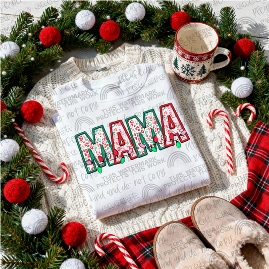 Mama Christmas Lights PNG File