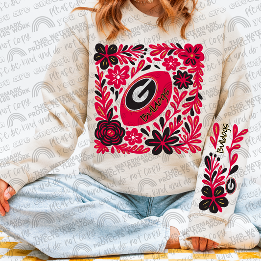 Georgia Bulldogs Football Floral with Sleeve- 2 PNG Files
