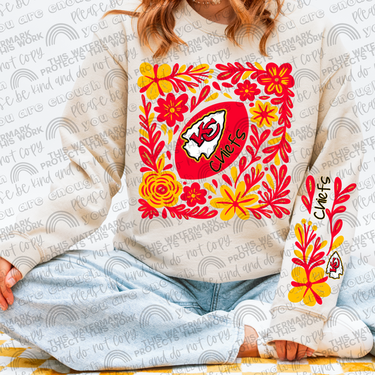 Chiefs Football Floral with Sleeve- 2 PNG Files