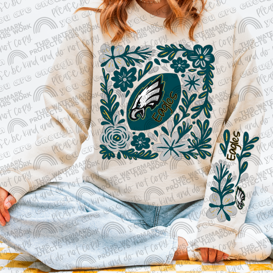 Eagles Football Floral with Sleeve- 2 PNG Files