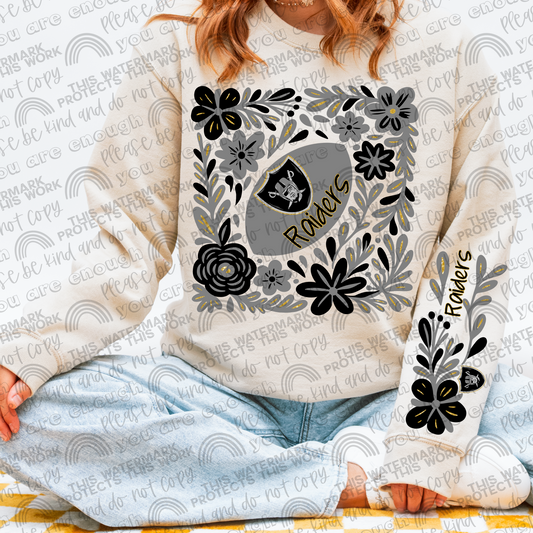 Raiders Football Floral with Sleeve- 2 PNG Files