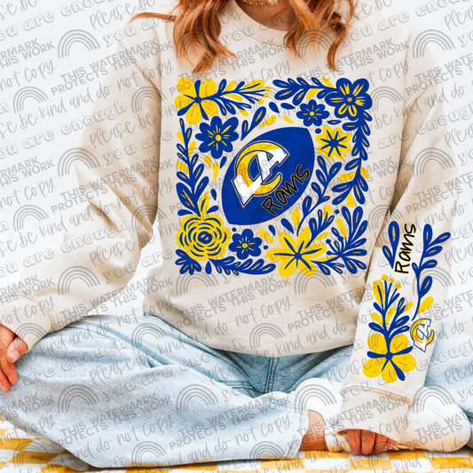 Rams Football Floral with Sleeve- 2 PNG Files