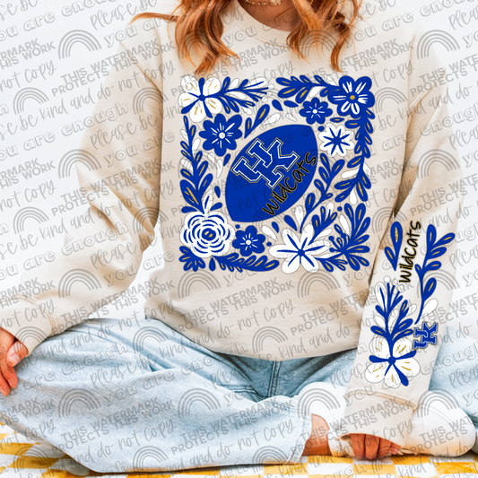 Kentucky Wildcats Football Floral with Sleeve- 2 PNG Files