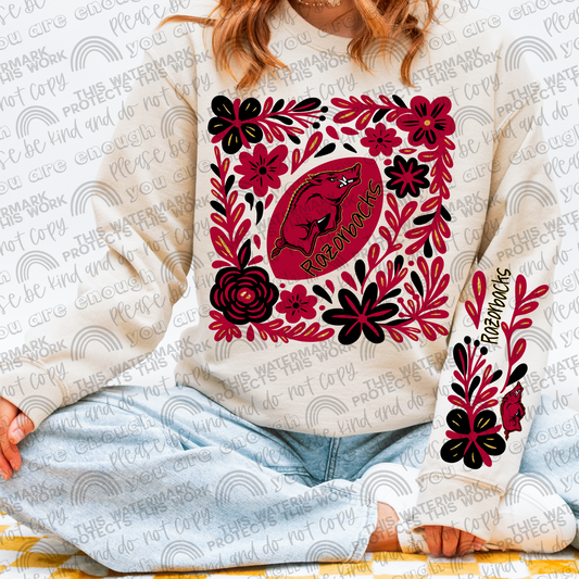 Arkansas Razorbacks Football Floral with Sleeve- 2 PNG Files