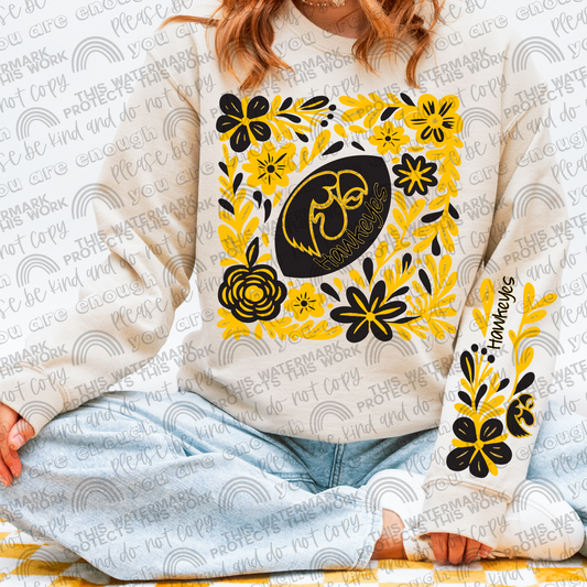 Iowa Hawkeyes Football Floral with Sleeve- 2 PNG Files