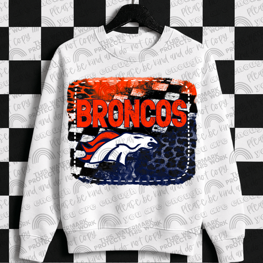 Broncos Leopard Checkered Flames PNG File