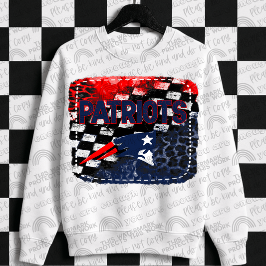 Patriots Leopard Checkered Flames PNG File