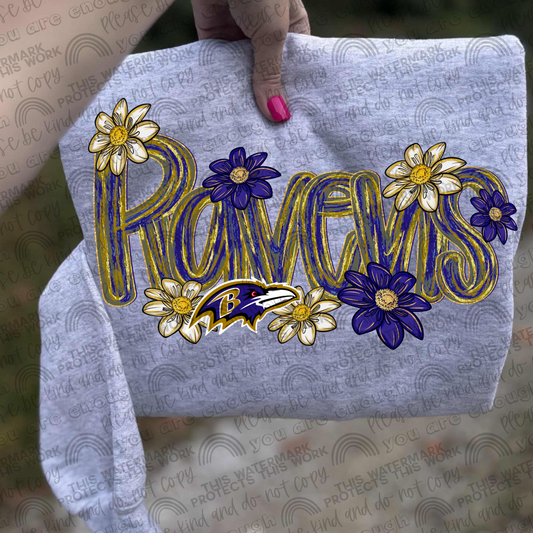 Ravens Flowers PNG File