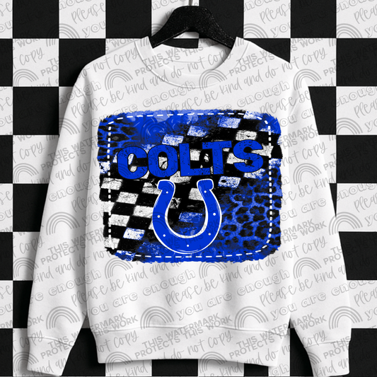 Colts Leopard Checkered Flames PNG File