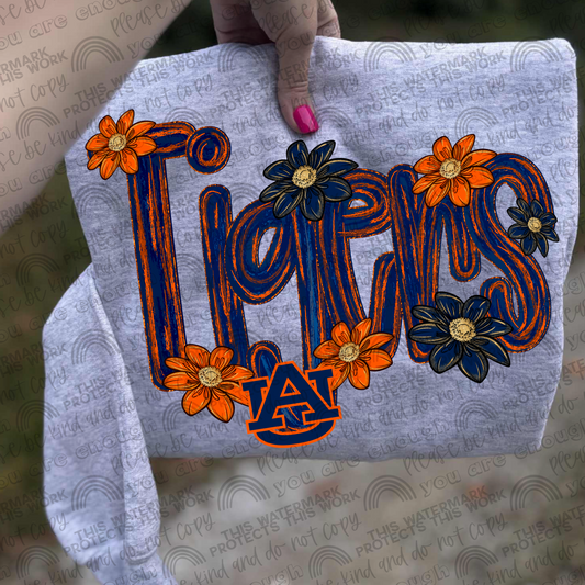 Auburn Tigers Flowers PNG File