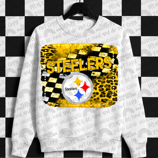 Steelers Leopard Checkered Flames PNG File