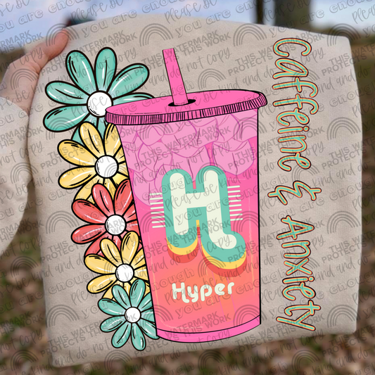 Caffeine & Anxiety Hyper Energy Pink Power PNG File