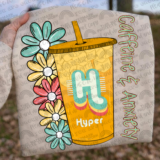 Caffeine & Anxiety Hyper Energy Orange Burst PNG File