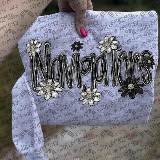 Navigators Mascot Black & White Flowers PNG File