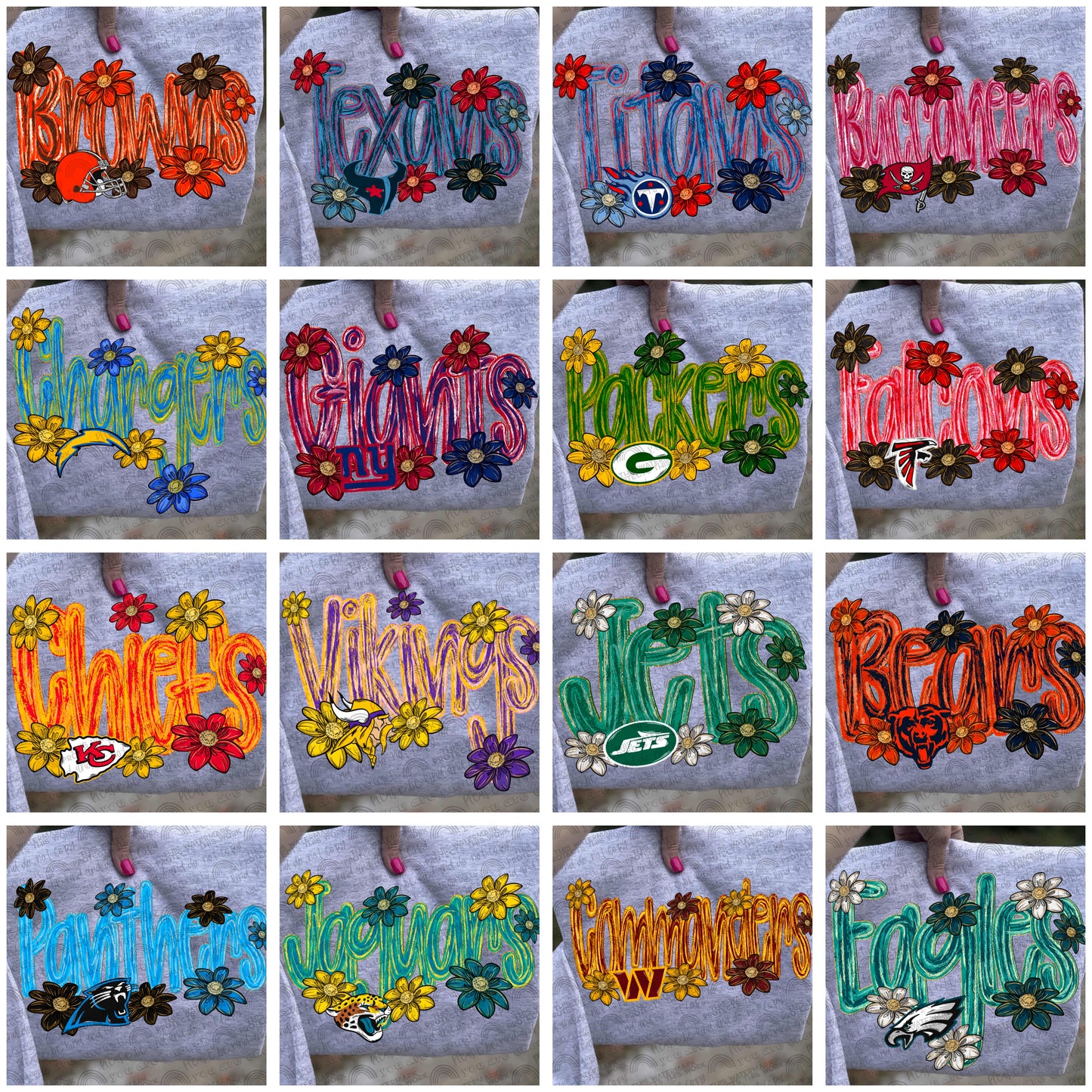 Pro Football Brushstroke Flowers Bundle- 32 PNG Files