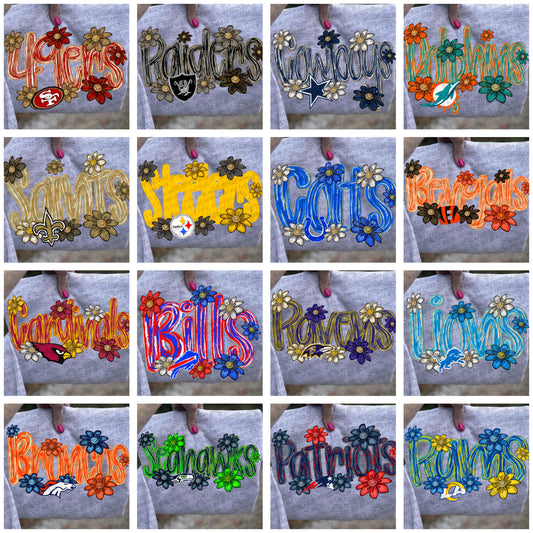 Pro Football Brushstroke Flowers Bundle- 32 PNG Files