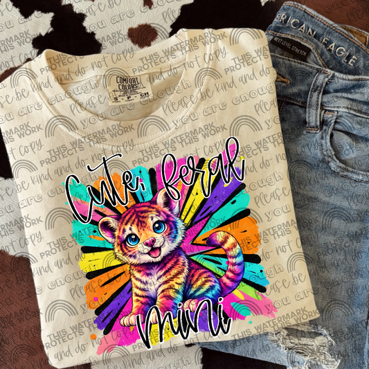 Cute, Feral Mini Colorful Tiger PNG File