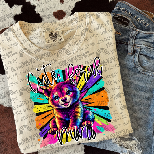 Cute, Feral Mini Colorful Bear PNG File