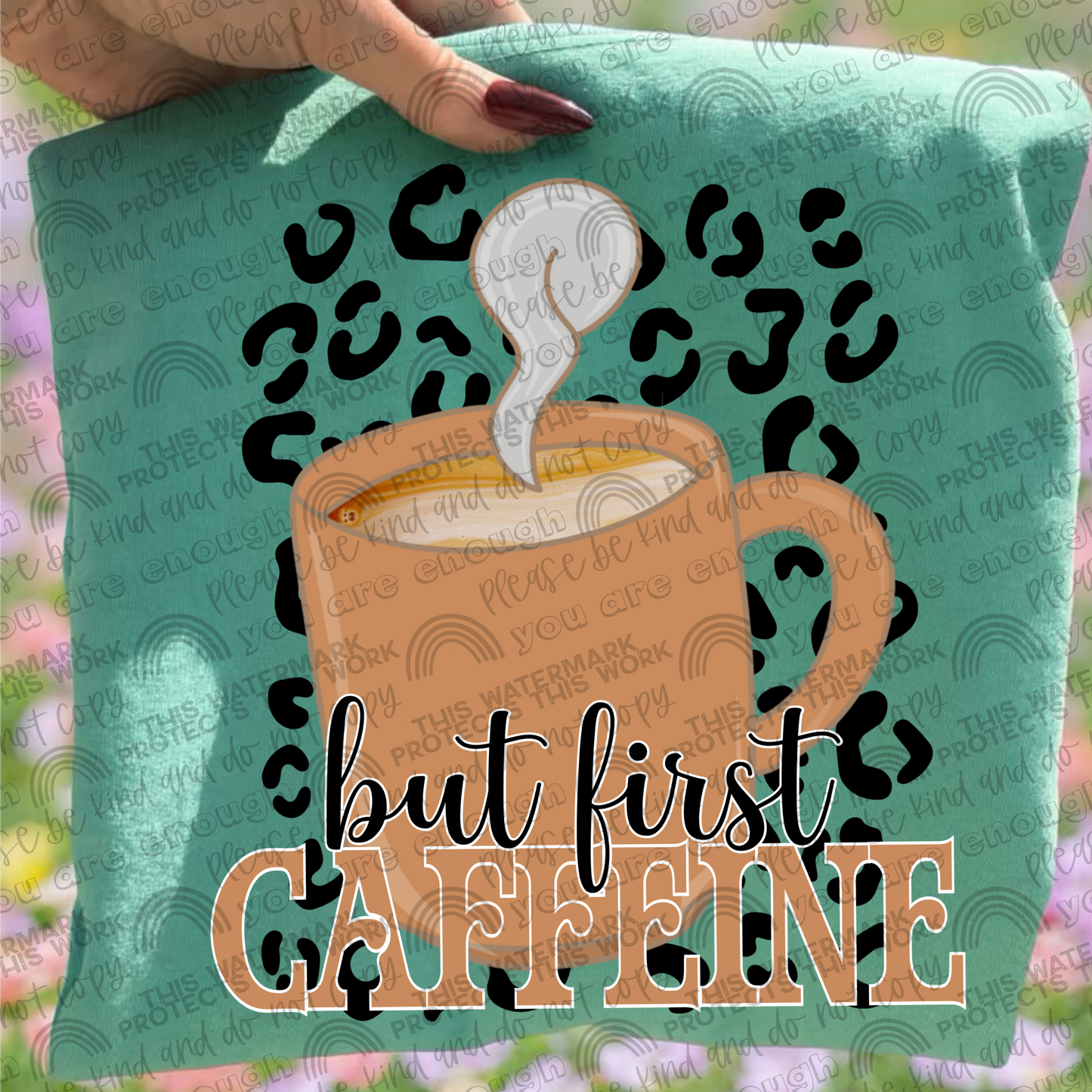But First Caffeine Hot Coffee PNG File