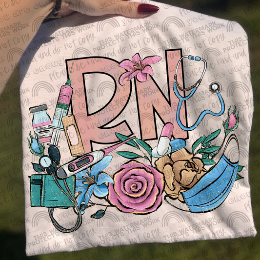 RN Floral Glitter PNG File