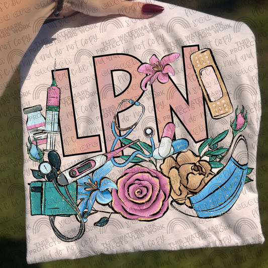 LPN Floral Glitter PNG File