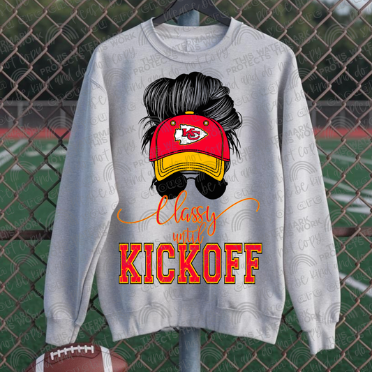 Classy Until Kickoff Messy Bun Hat Chiefs PNG File