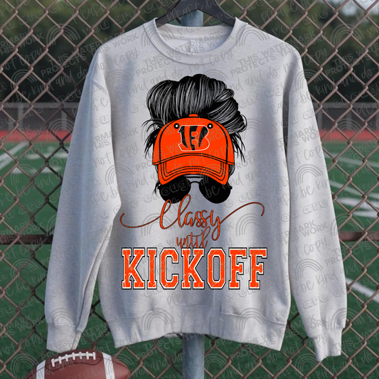 Classy Until Kickoff Messy Bun Hat Bengals PNG File