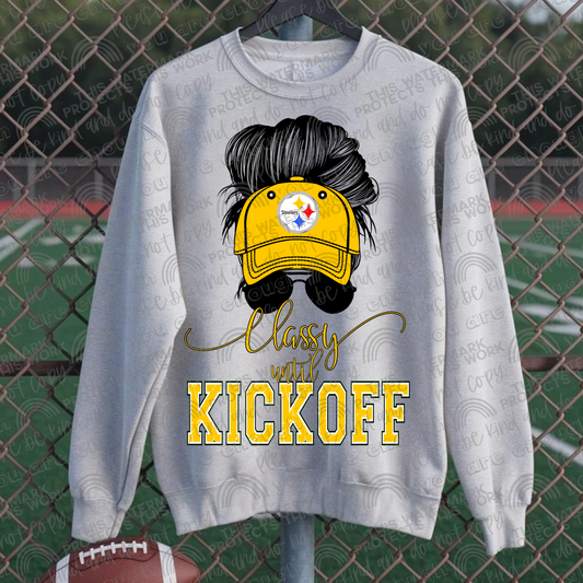 Classy Until Kickoff Messy Bun Hat Steelers PNG File
