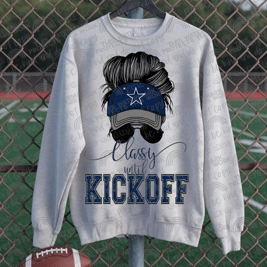 Classy Until Kickoff Messy Bun Hat Cowboys PNG File