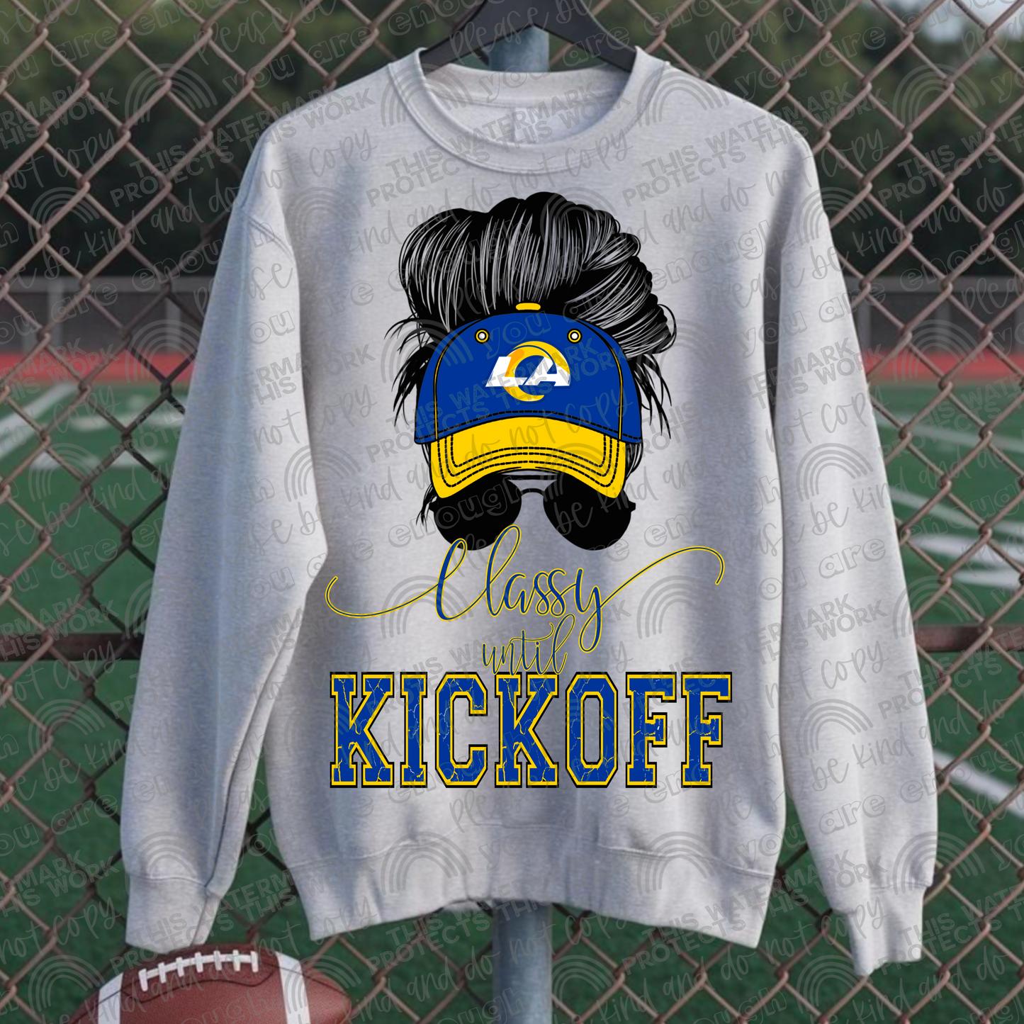 Classy Until Kickoff Messy Bun Hat Rams PNG File