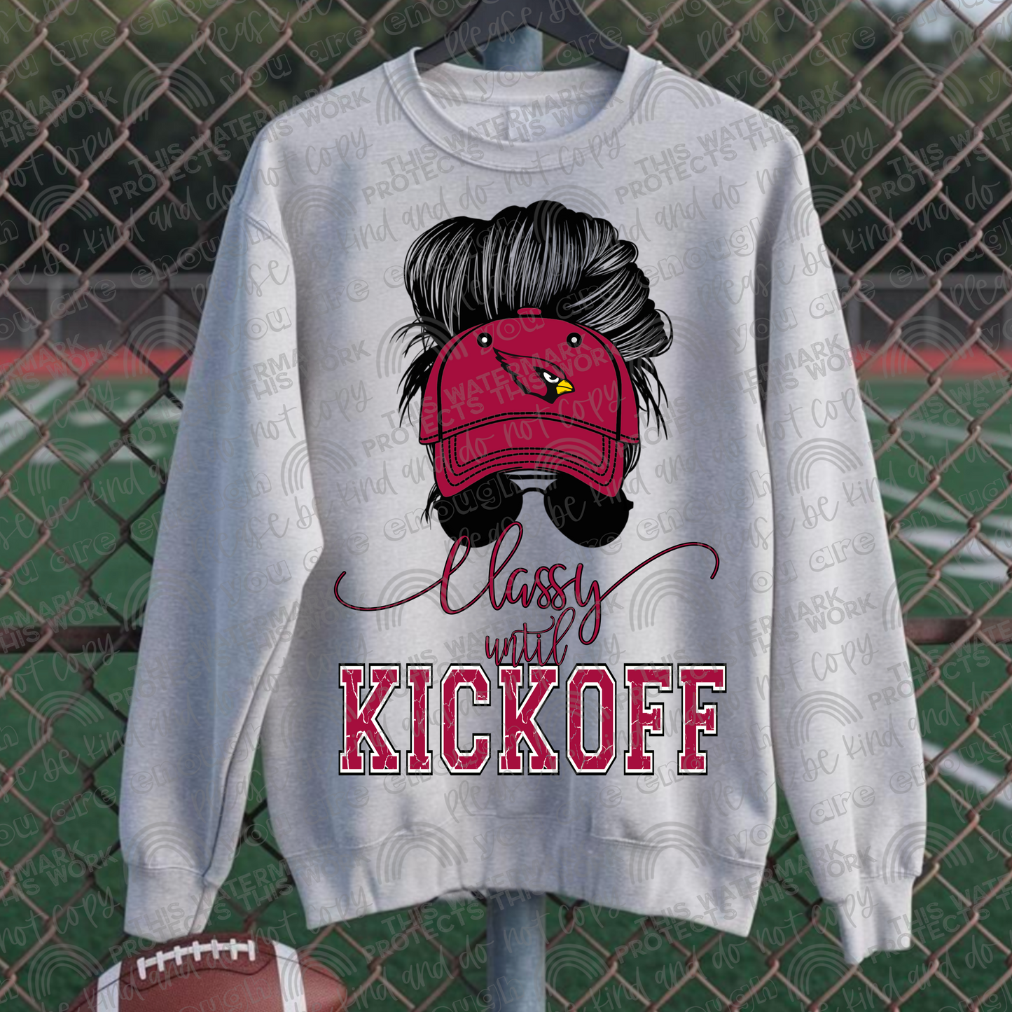 Classy Until Kickoff Messy Bun Hat Cardinals PNG File