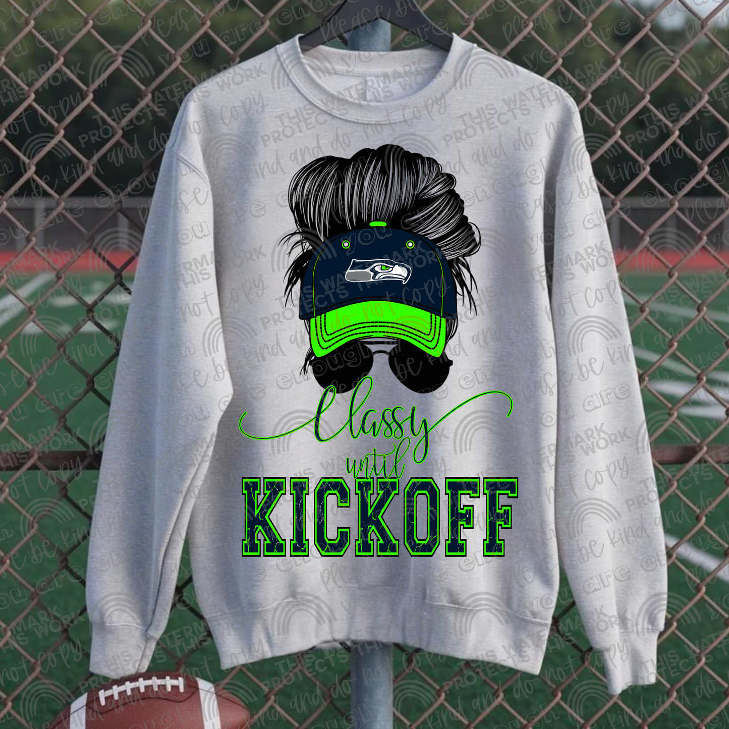Classy Until Kickoff Messy Bun Hat Seahawks PNG File