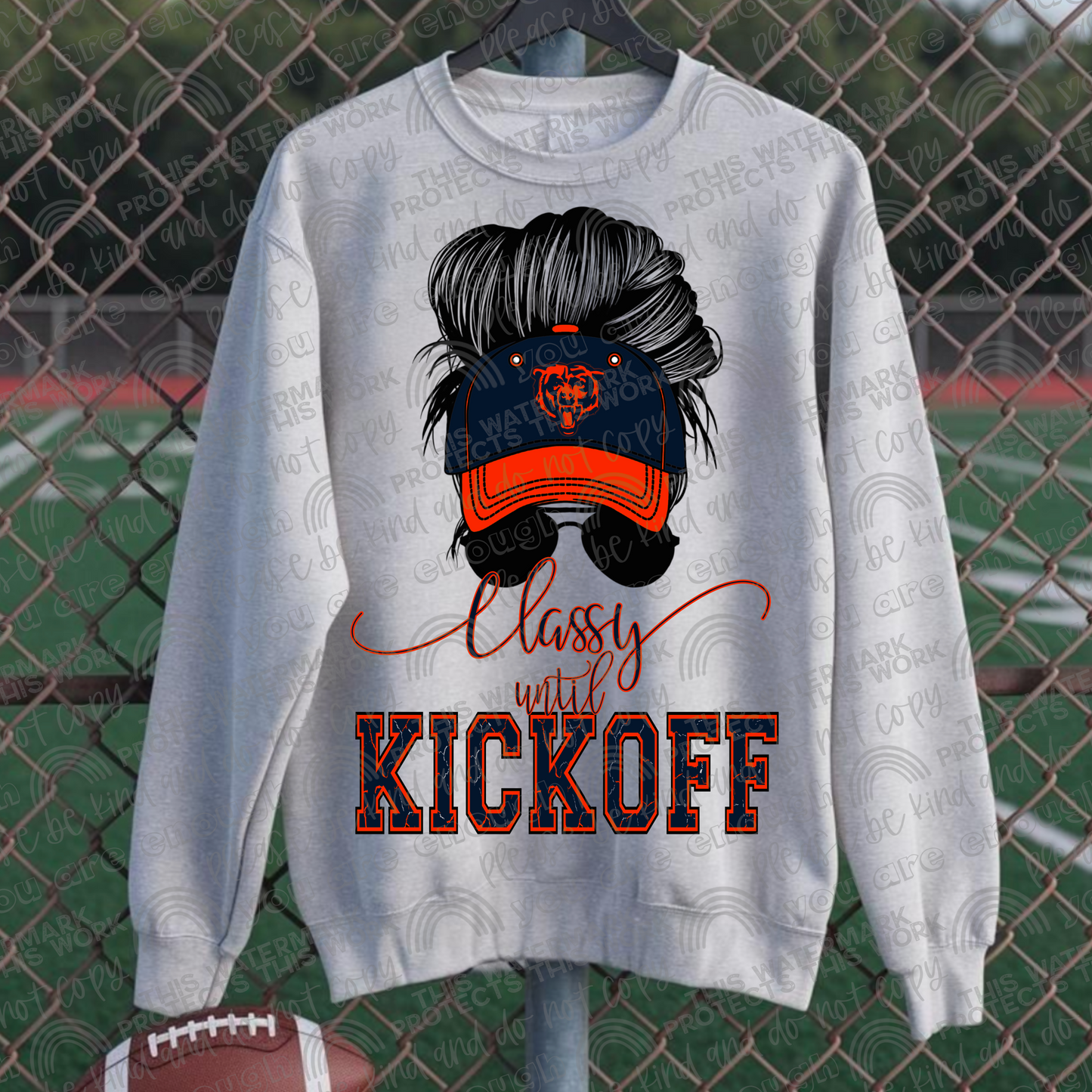 Classy Until Kickoff Messy Bun Hat Bears PNG File