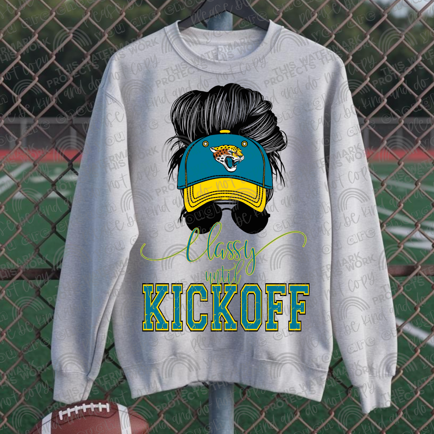 Classy Until Kickoff Messy Bun Hat Jaguars PNG File