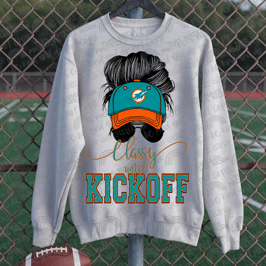 Classy Until Kickoff Messy Bun Hat Dolphins PNG File