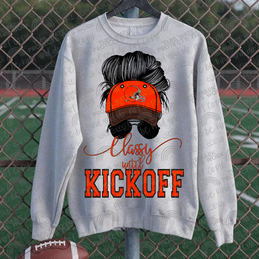 Classy Until Kickoff Messy Bun Hat Browns PNG File