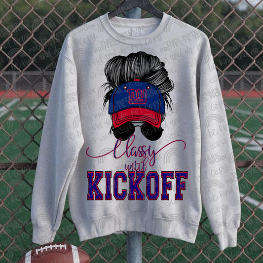 Classy Until Kickoff Messy Bun Hat Giants PNG File