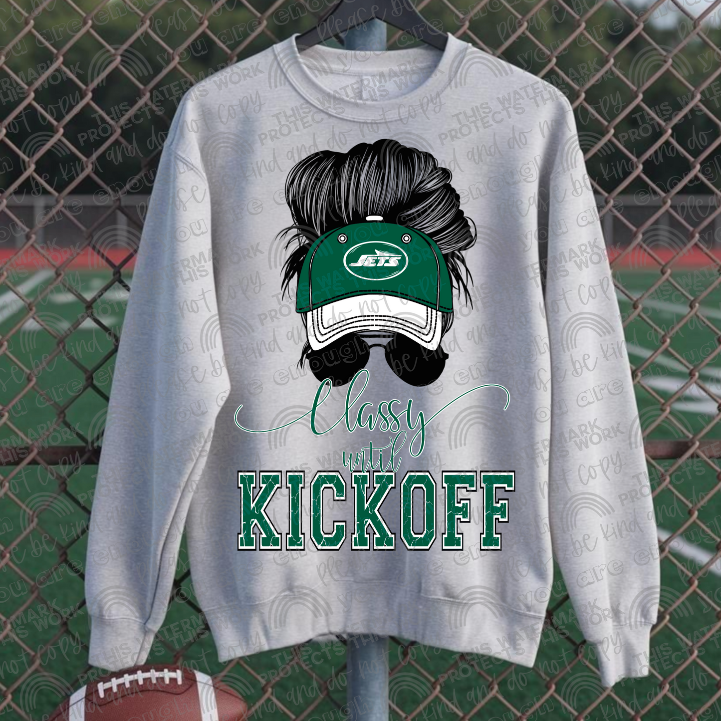 Classy Until Kickoff Messy Bun Hat Jets PNG File