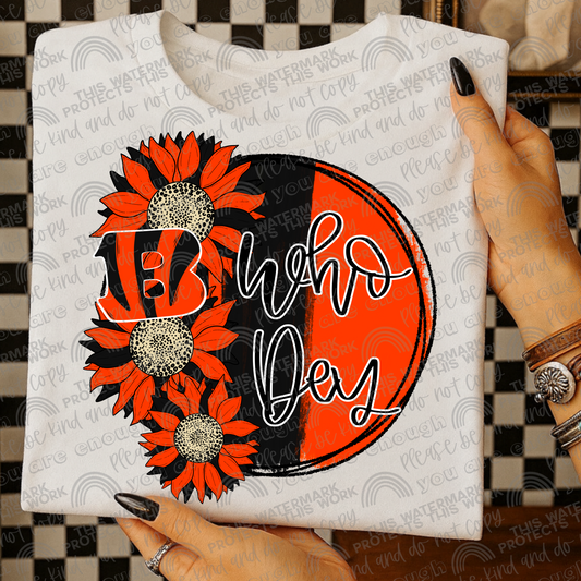 Bengals Who Dey Sunflowers with Sleeve- 2 PNG Files