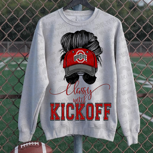 Classy Until Kickoff Messy Bun Hat Ohio State PNG File