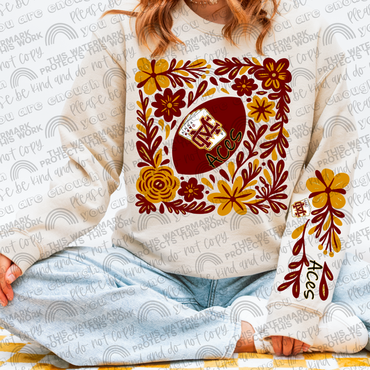 Custom High School Design Floral With Sleeve- 2 PNG Files