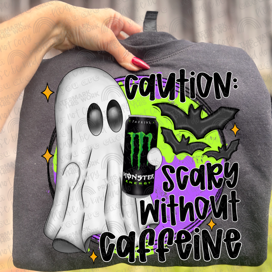 Monster Caution Scary Without Caffeine Ghost PNG File