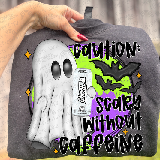 Ghost Caution Scary Without Caffeine Ghost PNG File