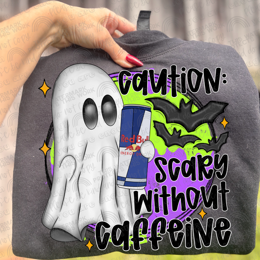 Red Bull Caution Scary Without Caffeine Ghost PNG File
