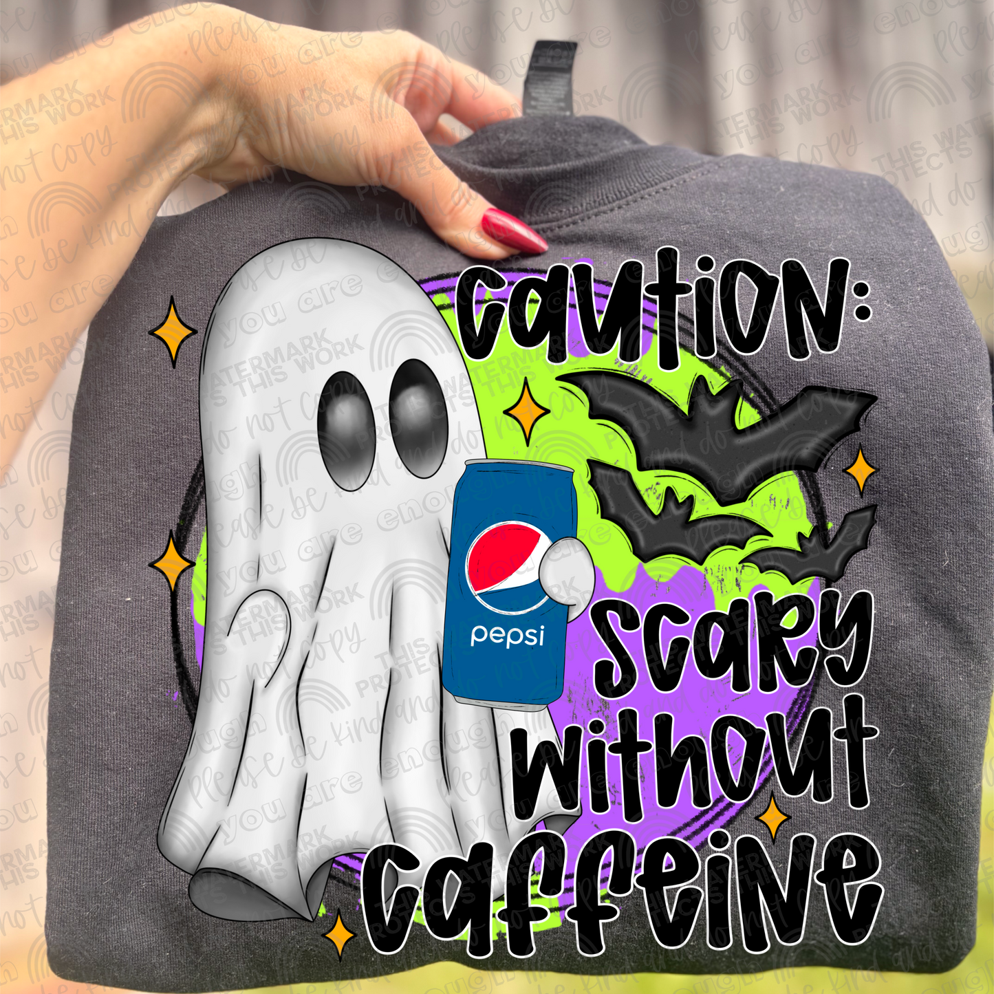 Pepsi Caution Scary Without Caffeine Ghost PNG File