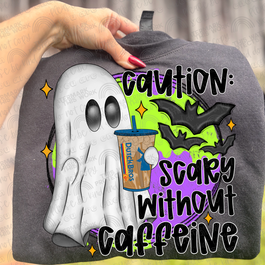 Dutch Bros Iced Coffee Caution Scary Without Caffeine Ghost PNG File