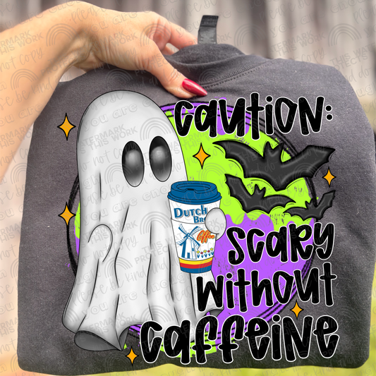 Dutch Bros Hot Coffee Caution Scary Without Caffeine Ghost PNG File