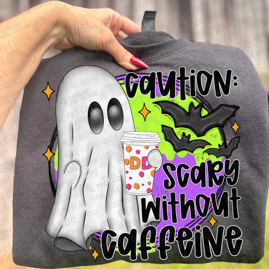 Dunkin Hot Coffee Caution Scary Without Caffeine Ghost PNG File