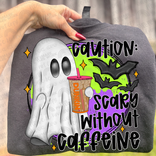Dunkin Iced Coffee Caution Scary Without Caffeine Ghost PNG File